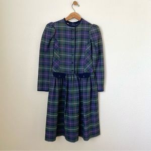 ✨Manhattan Tartan Plaid Girls Dress Made in Canada With Velvet Details